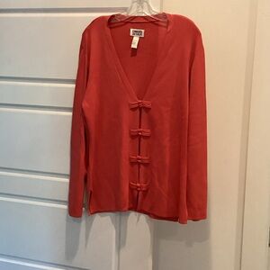 Chico's Coral Cardigan with Knot Accents
